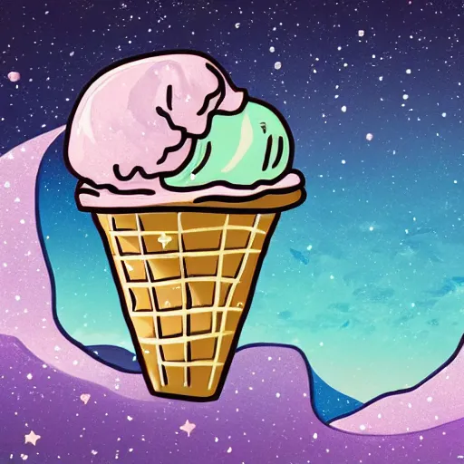 Image similar to the ice cream galaxy, realistic fantasy illustration