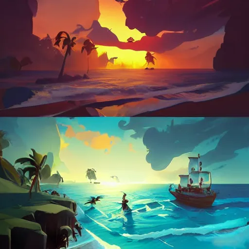 Image similar to painting treasure on sea of thieves game smooth median photoshop filter cutout vector, behance hd by jesper ejsing, by rhads, makoto shinkai and lois van baarle, ilya kuvshinov, rossdraws global illumination