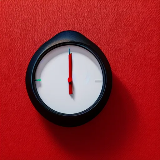 Image similar to Very tiny red alarm clock, iOS emoji, 3D clay render, 4k UHD, white background, isometric top down left view, diffuse lighting