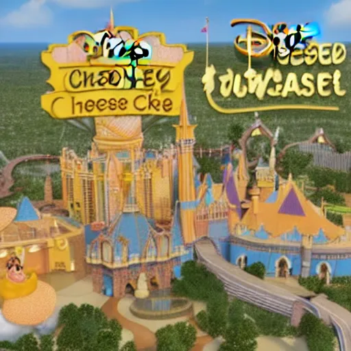 Prompt: 3d render of disney world made out of cheese