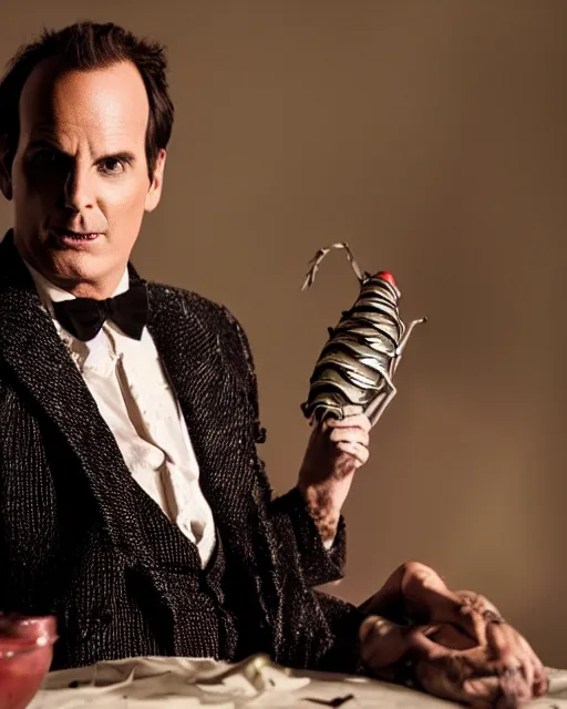 Image similar to Will Arnett as Beetlejuice, makeup, cinematic lighting, 4k photograph