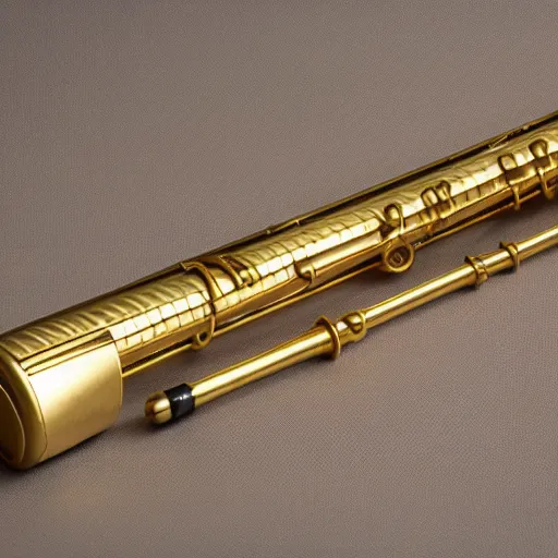 Image similar to studio photograph of a golden traverse flute