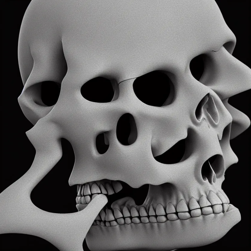 Image similar to black and white light 3D geometry, skull, matte bright highly detailed, poetic, 3D render, digital art, octane render, 8K artistic photography, photo-realistic, by Dora Maar