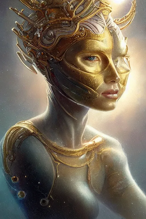 Image similar to a subtle lighting photo of an ancient powerful psychic alien queen, light colors, bright, sunbeams, eloquent, fancy, lovely, beautiful lighting, golden ratio, artgerm, tom bagshaw, gerald brom, detailed, small details, intricate, sci fi, scifi, magic, magical aesthetic,