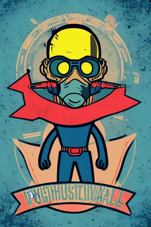 Image similar to fallout 7 6 retro futurist illustration art by butcher billy, sticker, colorful, illustration, highly detailed, simple, smooth and clean vector curves, no jagged lines, vector art, smooth andy warhol style