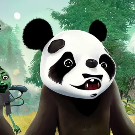 Prompt: panda zombie, animated film