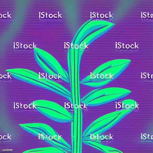 Image similar to a closeup of a plant in retro colors, synthwave style, 2 d digital vector art