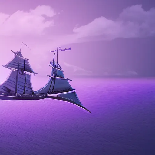Image similar to futuristic ship in a purple sea, detasiled, sharp, 4k, photorealistic