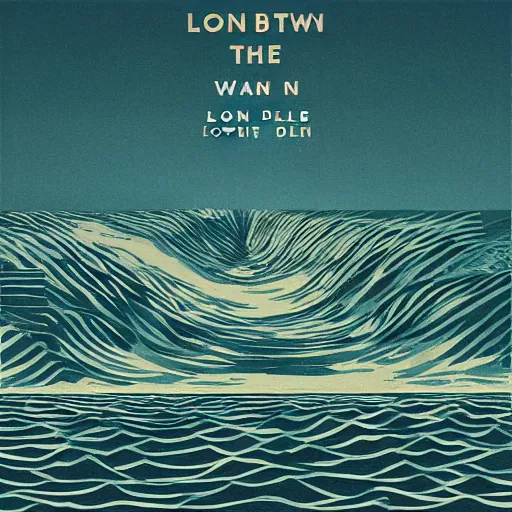 Prompt: lonley town in a vast ocean album artwork, album cover, expressionist, minimal