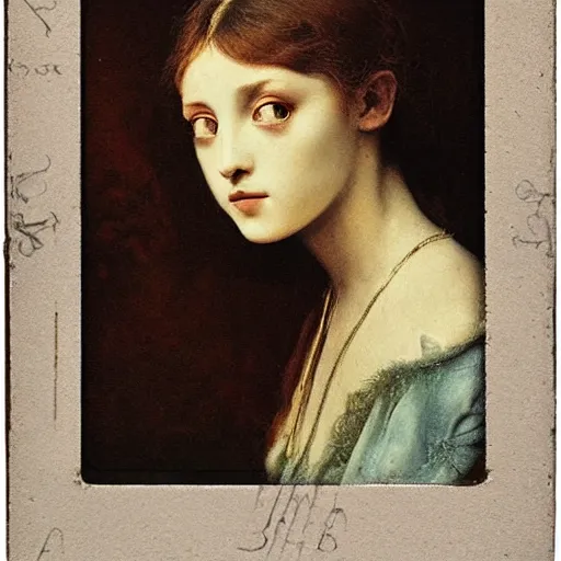 Prompt: a beautiful young lady with huge bright silver eyes, colored vintage daguerreotype by pontormo, by gustave moreau, by Mackintosh, art noveau, highly detailed, strong lights, liminal, eerie, Bright pastel colors