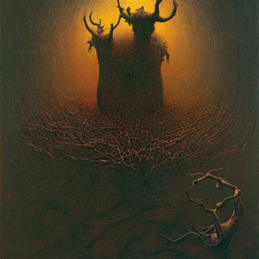 Image similar to vortex of bones by Beksinski