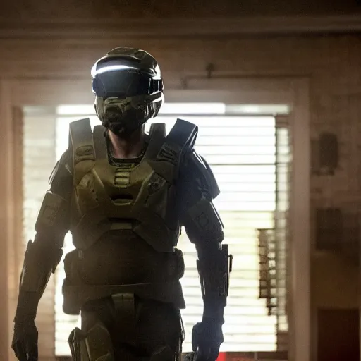 Prompt: NCIS New Orleans actor Rob Kerkovich in the tv series Halo. Cinematic film still, atmospheric lighting