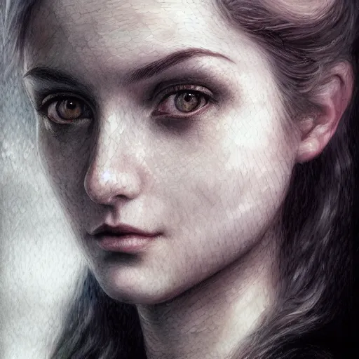 Image similar to character portrait, lean face, cinematic lighting, glowing grey eyes, hyper - detailed, 4 k, high resolution, in the style of charlie bowater, tom bagshaw, single face, symmetrical, headshot photograph, insanely detailed and intricate, beautiful, elegant, watercolor, cinematic, portrait, raphaelite, headroom, pierre - auguste renoir