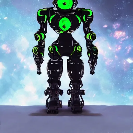 Prompt: a _ full _ body _ shot _ of _ an _ imposing _ cyborg mecha gorrila modeled _ after _ a _ futuristic solar punk technology mecha suit _ with _ glowing _ eyes _ with _ glowing _ eyes _ looking _ into _ the _ camera _ android _ cyborgglowin - h _ 6 4 0