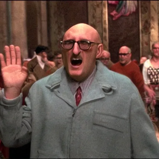 Prompt: uncle junior soprano screaming in church like a demented maniac