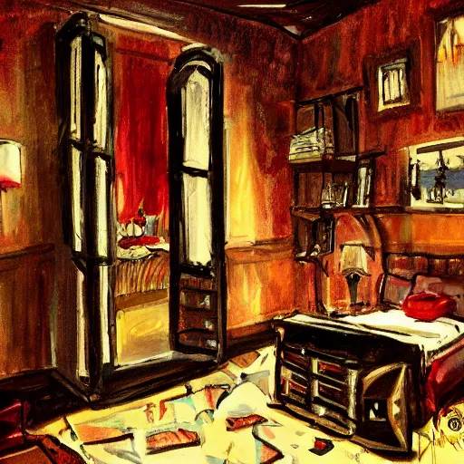 Prompt: An interior of room, in style of Scott M Fischer