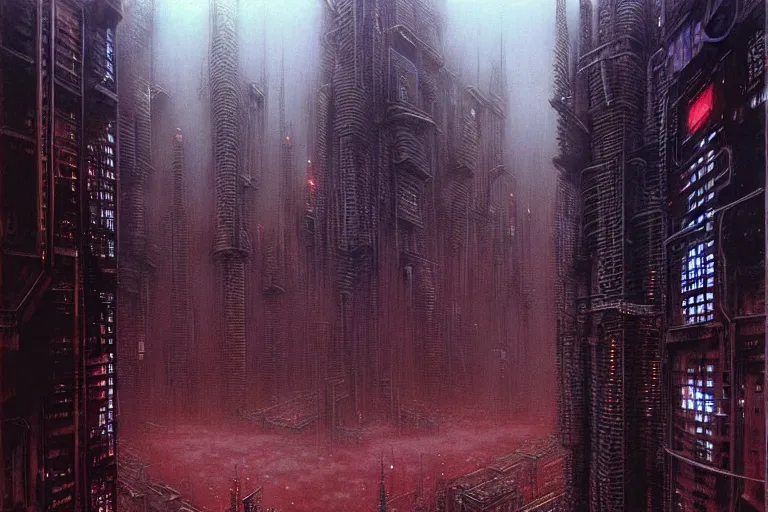 Prompt: cyberpunk future city by luis royo and wayne barlowe, beksinski