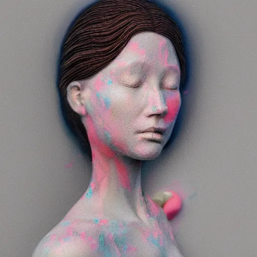 Image similar to abstract 3d female age 10 pastel sculpture by james jean and Jason Chan, rendering, redshift, octane