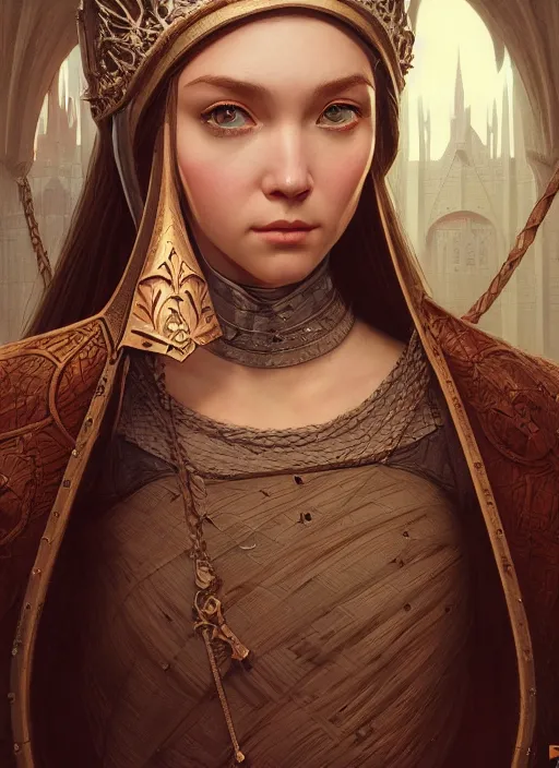 Image similar to highly detailed closeup portrait of a medieval princess, unreal engine, greg rutkowski, ilya kuvshinov, ross draws, hyung tae and frank frazetta, tom bagshaw, tom whalen, nicoletta ceccoli, mark ryden, lostfish, earl norem, global illumination, god rays, detailed and intricate environment