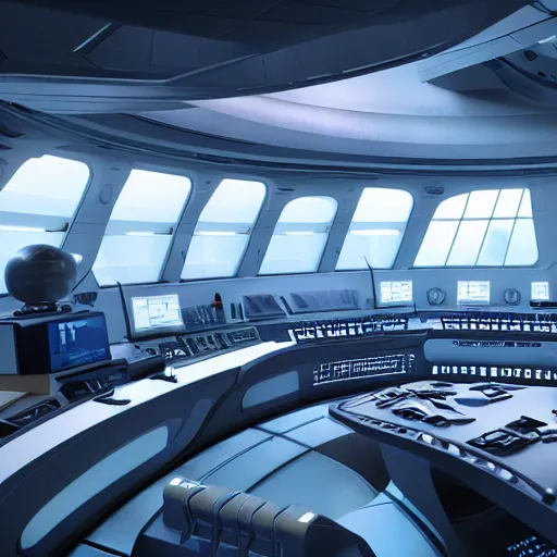 Image similar to Interior of a futuristic luxurious starship command center, 4k, artstation, cgsociety, cinematic lighting