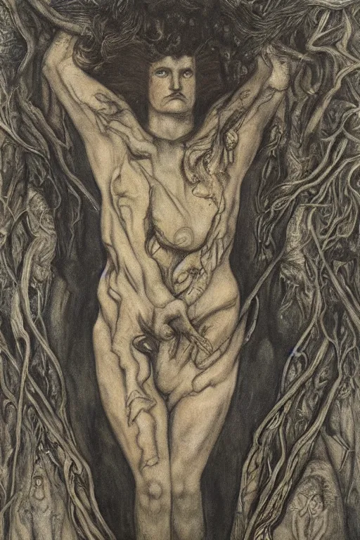 Image similar to the self emerging from its ancestral atavism by austin osman spare