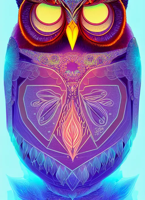 Image similar to symmetry!! product render poster vivid colors divine proportion owl, ice and snow, glowing fog intricate, elegant, highly detailed, digital painting, artstation, concept art, smooth, sharp focus, illustration,