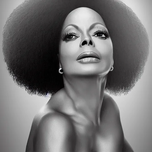 Image similar to Diana ross with the physique of a body builder, hyper realistic, ultra detailed, cinematic, dynamic lighting, photorealistic, refined, intricate, digital art, digital painting, masterpiece, 8k