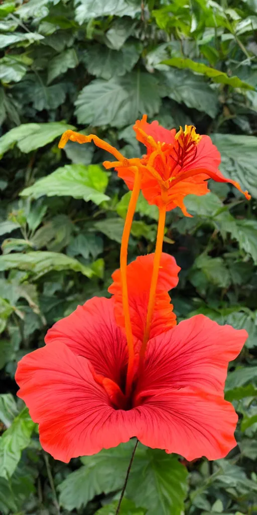 Prompt: a hibiscus plant made of fire