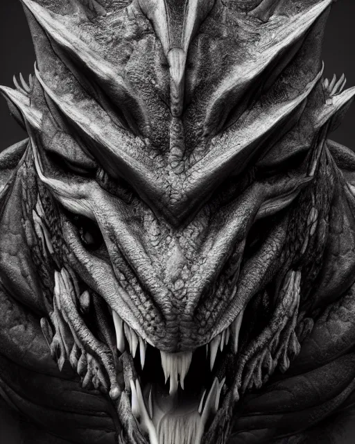 Image similar to portrait of an ominous, strong dragon, photorealistic, 8 k