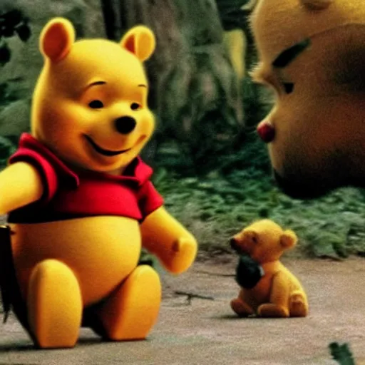 Image similar to A still of Keanu Reeves as Winnie the Pooh
