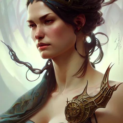 Image similar to guilty, muscular upper body, D&D, fantasy, intricate, elegant, highly detailed, digital painting, artstation, concept art, smooth, sharp focus, illustration, art by artgerm and greg rutkowski and alphonse mucha