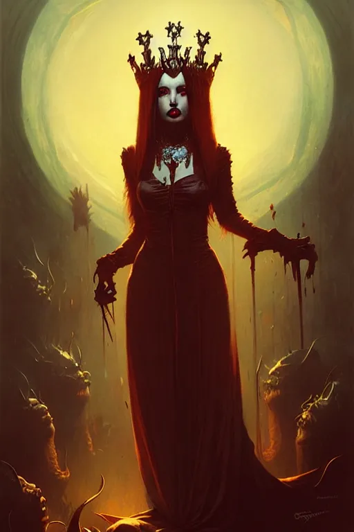 Image similar to queen vampire by anna podedworna, greg rutkowski, gaston bussiere, simon bisley