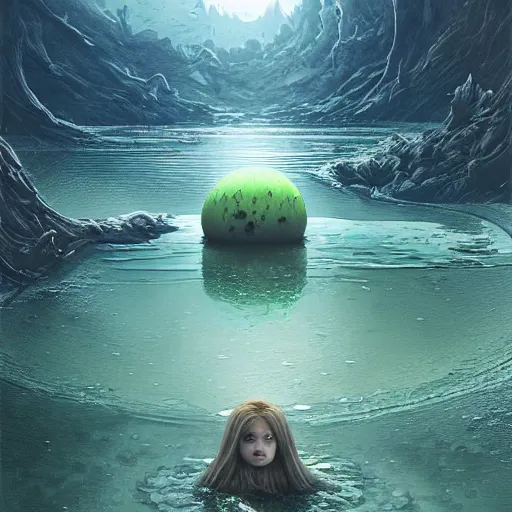 Image similar to slime monster in the lake, matte painting, detailed, elden ring, oil on canvas, by WLOP