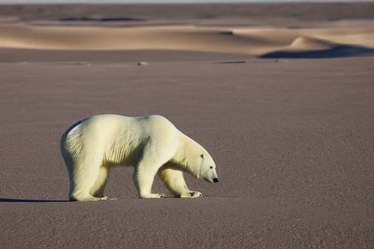 Prompt: polar bear on the desert