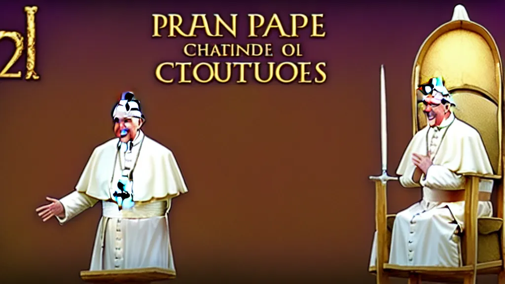 Prompt: pope simulator 2 k 1 5 video game loading screen