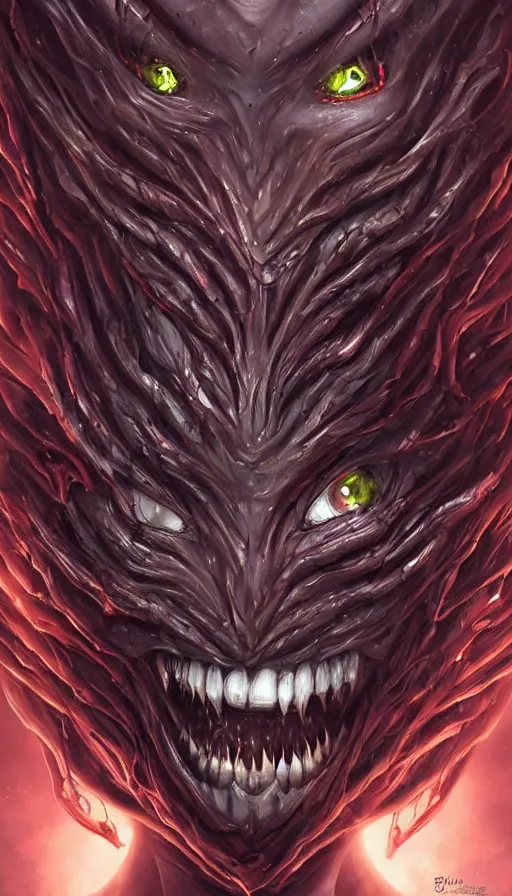 Image similar to a storm vortex made of many demonic eyes and teeth, by artgerm