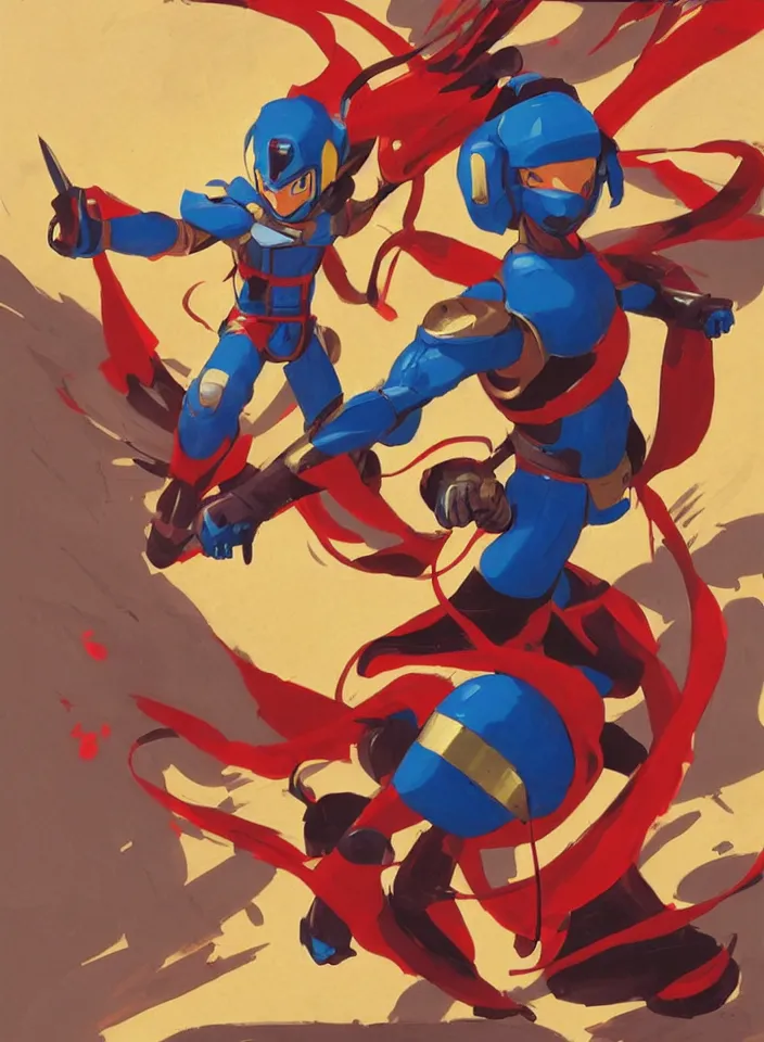 Image similar to orientalist painting of a ninja megaman x zero, in the style of syd mead, jeremy cowart, by greg rutkowski, by greg tocchini, by james gilleard, by joe fenton