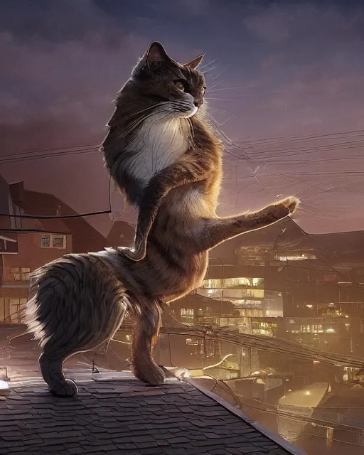 Prompt: rubber flat roofing installation services on garage roof halifax, fantasy, a cat standing on the roof, intricate, epic lighting, cinematic composition, hyper realistic, 8 k resolution, unreal engine 5, by artgerm, tooth wu, dan mumford, beeple, wlop, rossdraws, james jean, marc simonetti, artstation