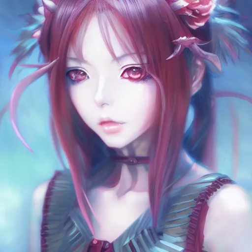 Image similar to anime portrait of a demon as an anime girl by Stanley Artgerm Lau, WLOP, Rossdraws, James Jean, Andrei Riabovitchev, Marc Simonetti, and Sakimichan, trending on artstation