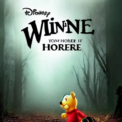 Image similar to winnie the pooh horror movie slasher, scary, creepy, realistic, cinematic