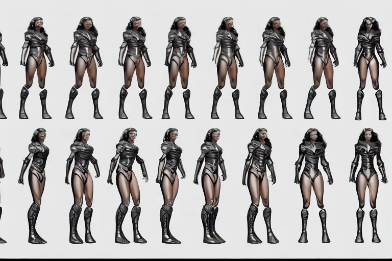 prompthunt: 3d model tpose turnaround of female sci fi character