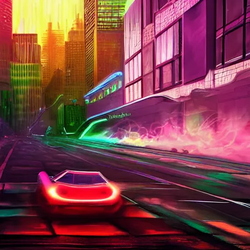 Driving In Retro Futuristic Neon City Screensaver 4K on Make a GIF