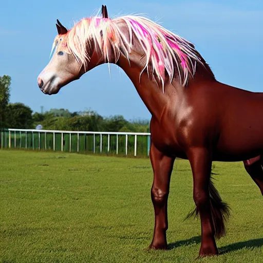 Image similar to horse unicorn hybrid.