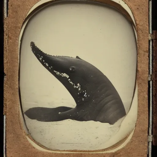 Prompt: tintype photo of a whale