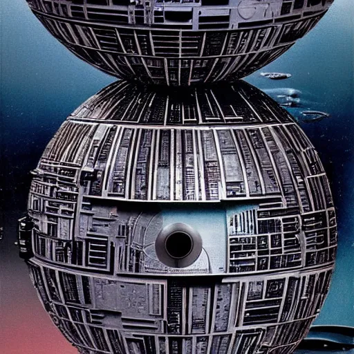 Image similar to death star in the style of salvador dali 4 k masterpiece