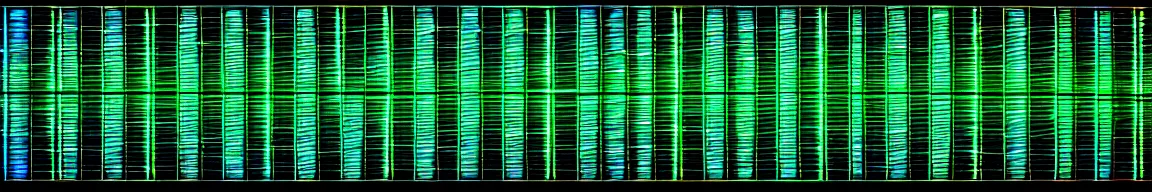 Prompt: abstract art representing data, glowing blue and green neon mesh on a deep black background