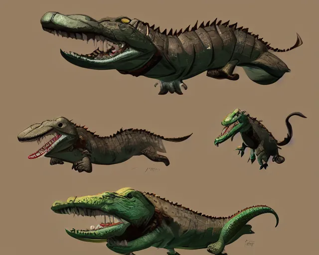 Image similar to sea of thieves animal character concept art for an alligator, cgsociety, trending on artstation, rare ltd,
