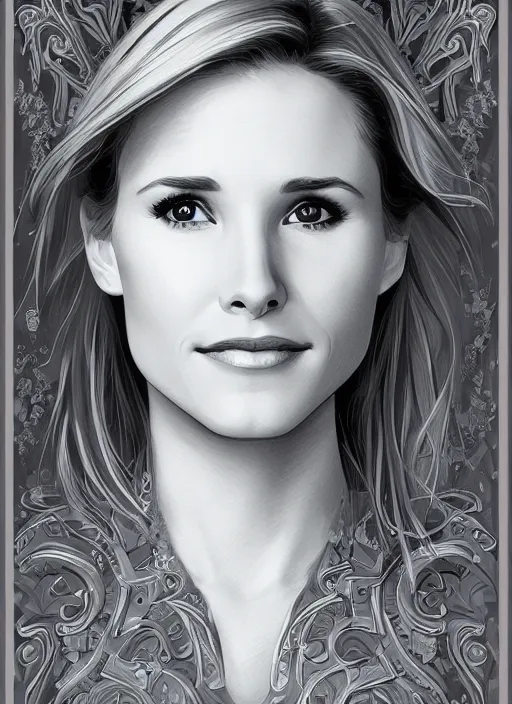 Prompt: a combination of kristen bell and cobie smulders, portrait, intricate, highly detailed, elegant, 8 k, digital art, trending on artstation, smooth, sharp focus