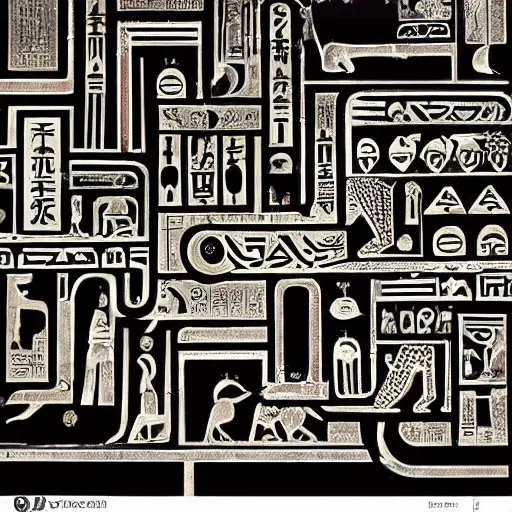 Image similar to a exotic metro pollynsdian hieroglyphics, painted by jorgihno gisbana and takashi tokyo, style of ultra capitalism surealism