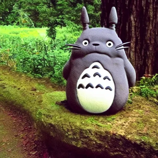 Image similar to real life totoro, cute!!!, happy!!!, chunky!!!, content!!!, mischievous!!!, adorable!!!, fluffy!!!, ultra realistic!!!, golden hour, sharp focus